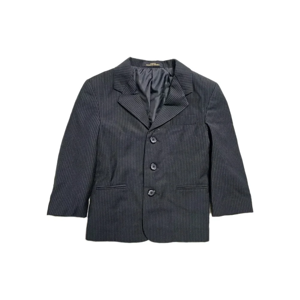 van heusen Boys  Suit Size‎ 4 Black Pin Striped Vintage